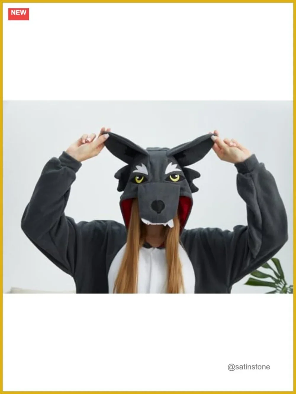 Polar Fleece Onesie Cosplay Costume Halloween Outwear with Hood, Button